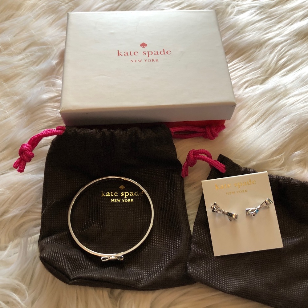 Kate Spade Bow Earrings & Bow Bangle Bracelet